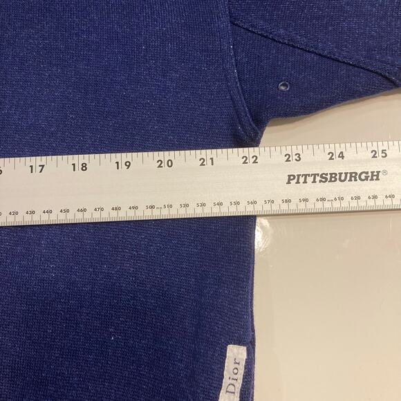 NWOT VINTAGE CHRISTIAN DIOR MONSIEUR Sweater Men M Navy Logo Pocket Cotton-blend - Picture 7 of 9